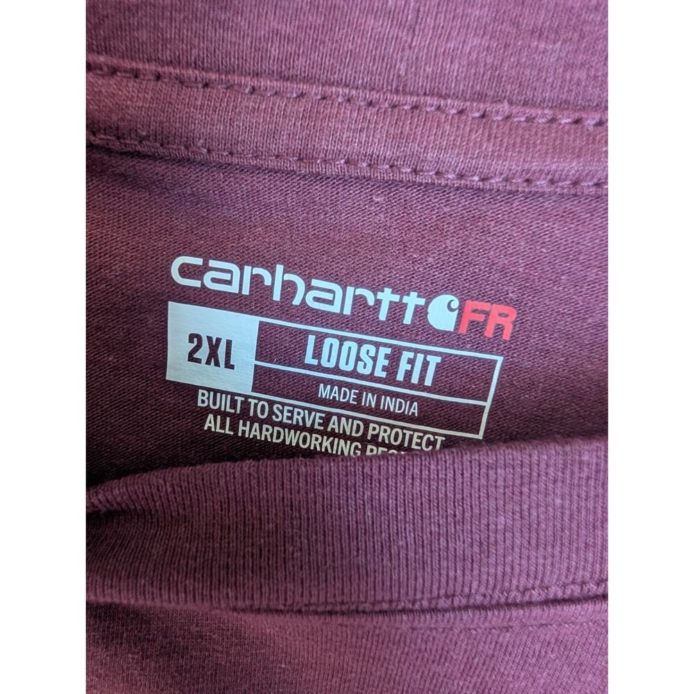 Carhartt Graphic T-Shirt Mens 2XL Maroon Flame Resistant Loose Long Sleeve NWT - Picture 3 of 5